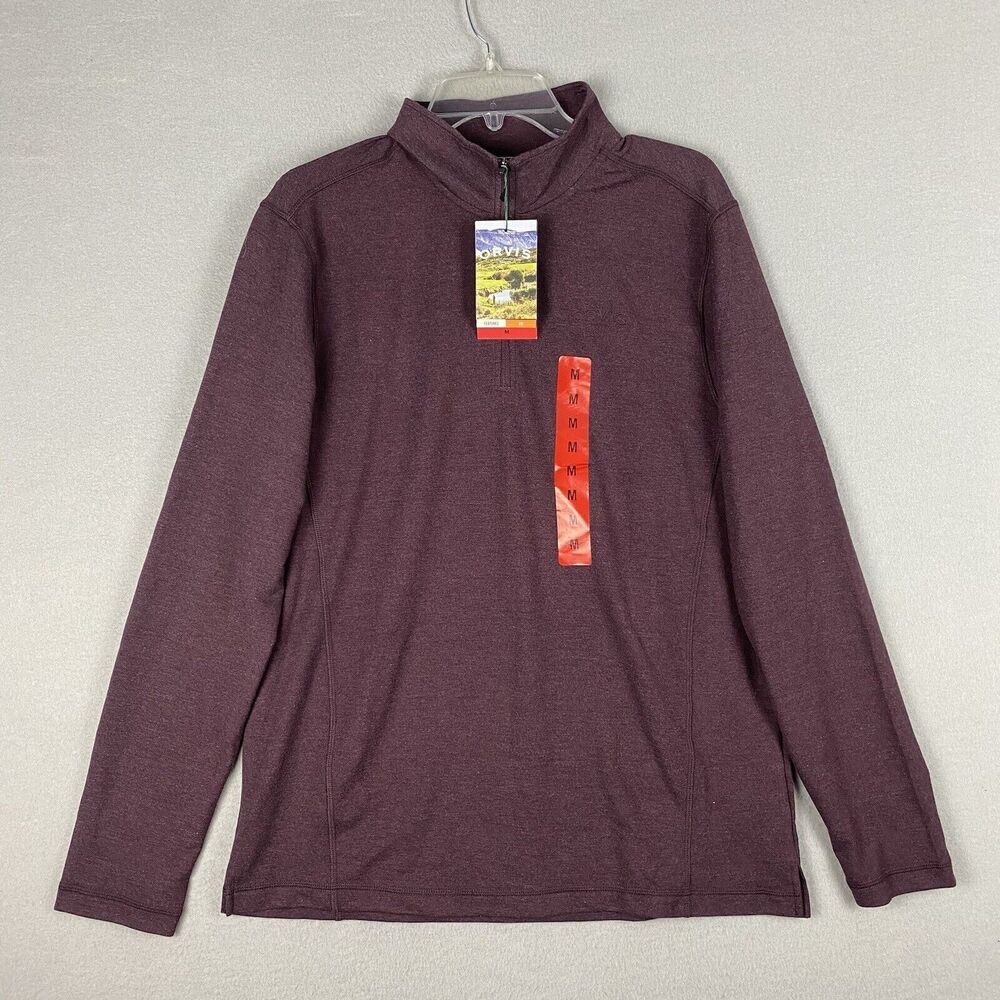 ORVIS Shirt Mens Medium French Terry 1/4 Zip Maroon Pullover *NWT* 1412097